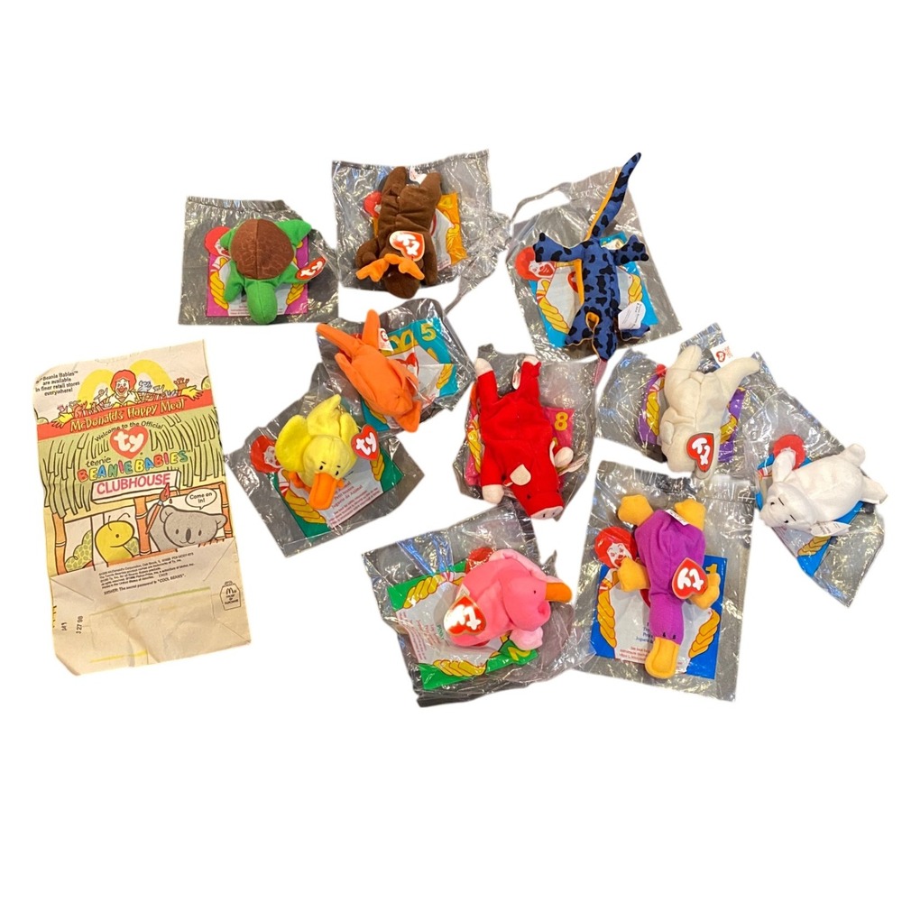 Vintage Ty Beanie Babies McDonald's Happy Meal Bag Toys Lot 10‎ Plush Open Bags